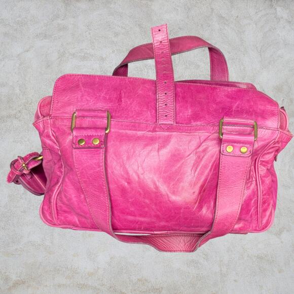 Mulberry Handbags - Mulberry Mabel Fuchsia Pink Antiqued Leather Satchel Shoulder Bag